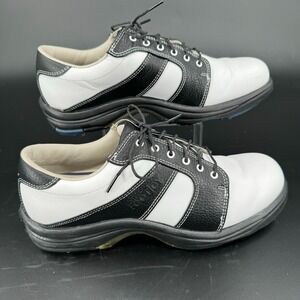FootJoy Contour Series WOMENS Black White Lace Up‎ Soft Spikes Golf Shoes 7.5M